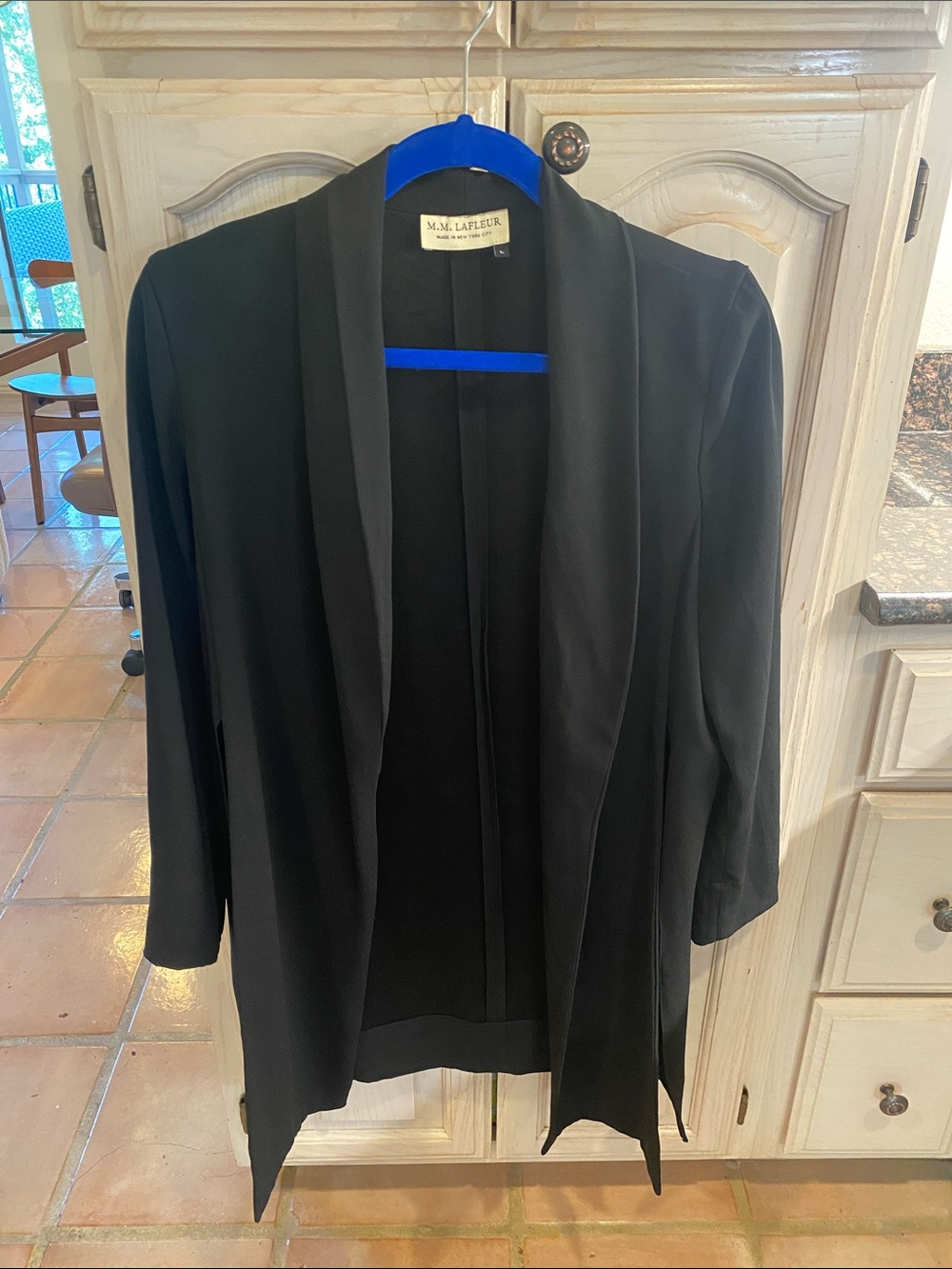 MM Lafleur Black Draped Open-Front Side Slit Blazer
